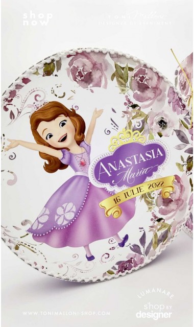 Trusou botez mov cu printese si flori Printesa Sofia 1